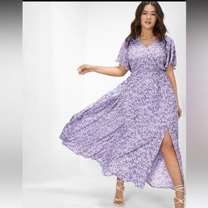 BloomChic Bloom Dress - NWT Flutter Sleeve Ditsy Floral Pockect Split Maxi 28/5X